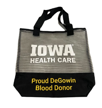 "Proud DeGowin Blood Donor” tote bag