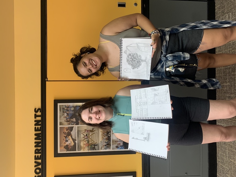 students with sketches