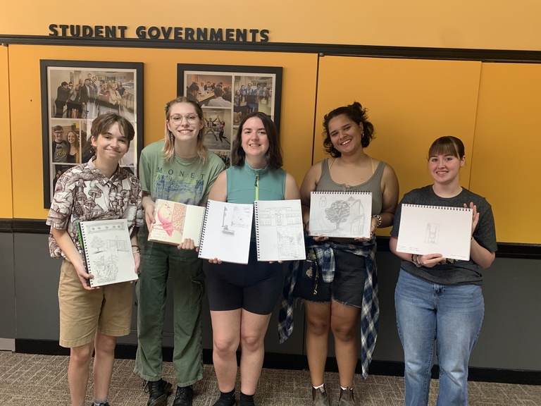 students with sketches