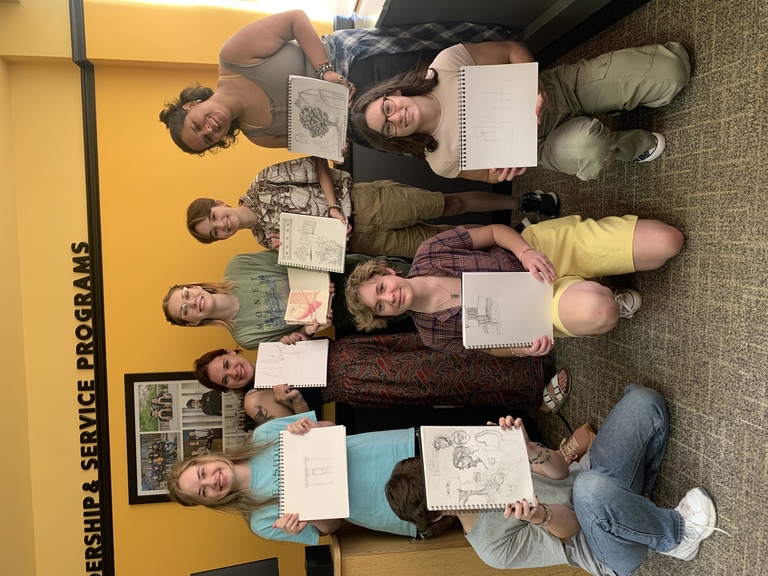 students with sketches