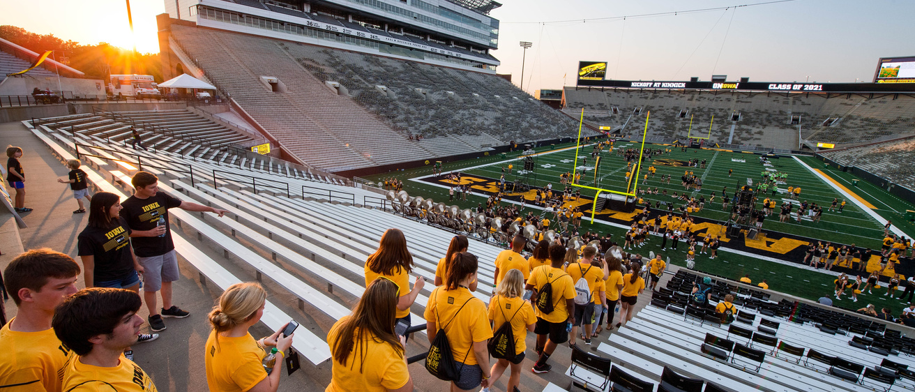 Students entering Kinnick for Block I photo